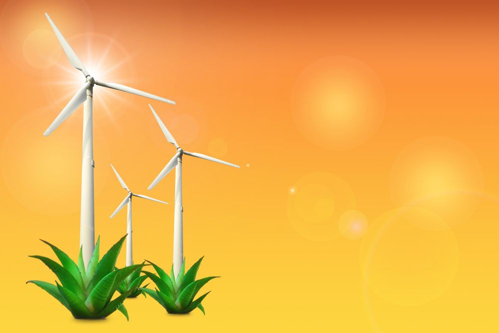 Wind,Turbine,Clean,Energy,On,Orange,Shade,Color,Background.,Clean