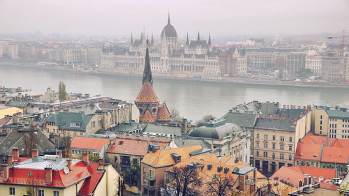 Raining,In,Budapest,,Hungary.,Aerial,View,Of,The,Old,City