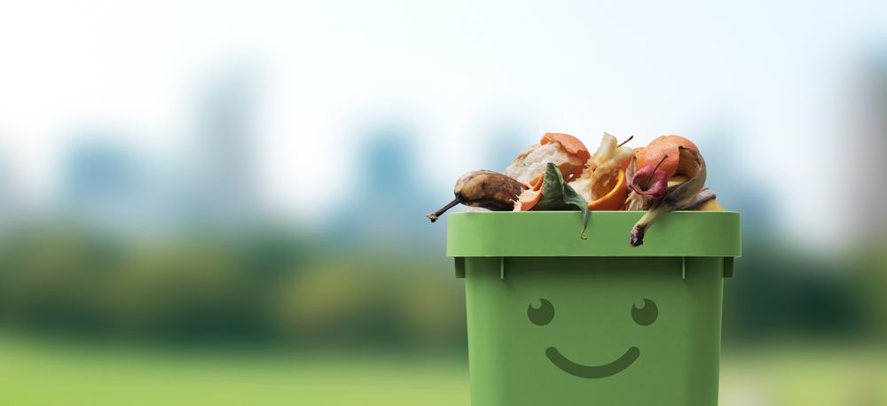 Smiling,Cute,Garbage,Bin,Character,Full,Of,Organic,Biodegradable,Waste,