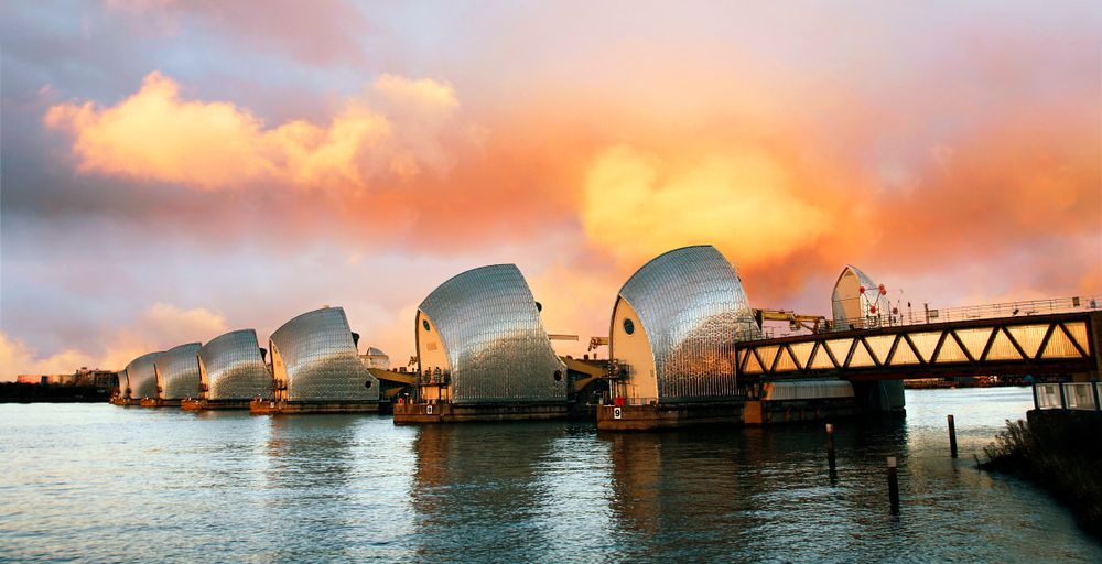 Thames,Barrier,,Tidal,Protector,,Over,Dramatic,Sunset,,Commissioned,By,The