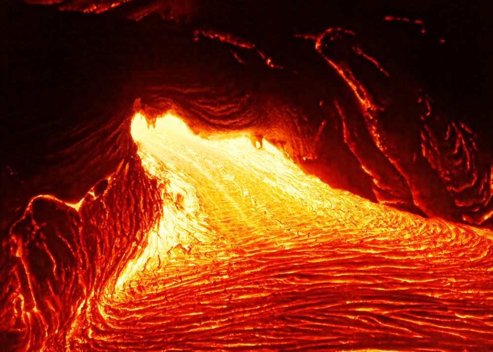 Detailed,View,Of,An,Active,Lava,Flow,,Hot,Magma,Emerges