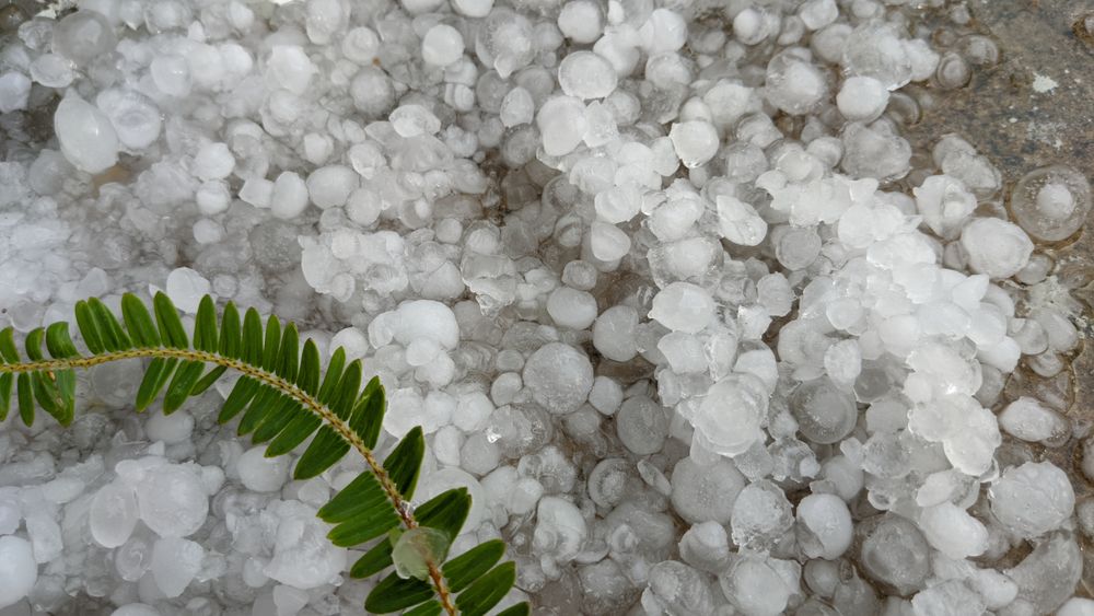 Large,Hail,Ice,Balls,After,Heavy,Summer,Storm,,Hail,Storm