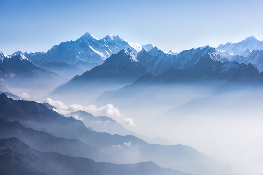 Daylight,View,Of,Mount,Everest,,Lhotse,And,Nuptse,And,The
