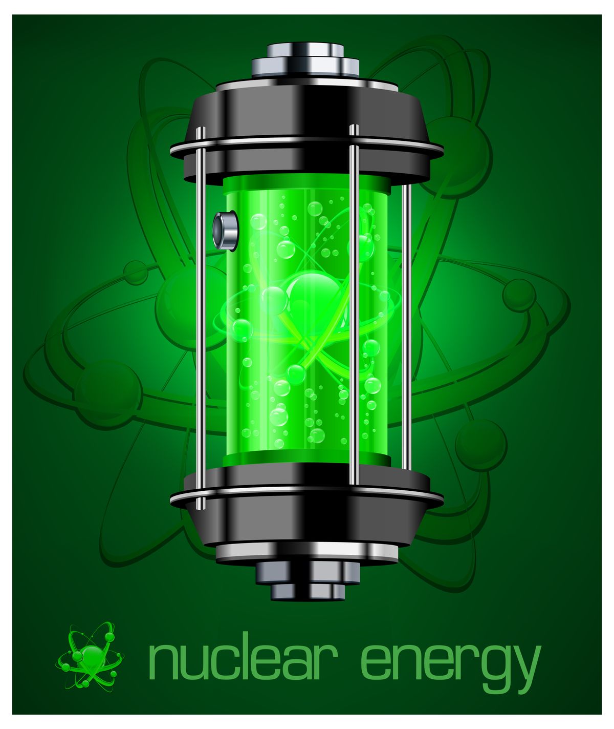 Container,Of,Nuclear,Energy,In,Green,Color,With,Text,,Vector