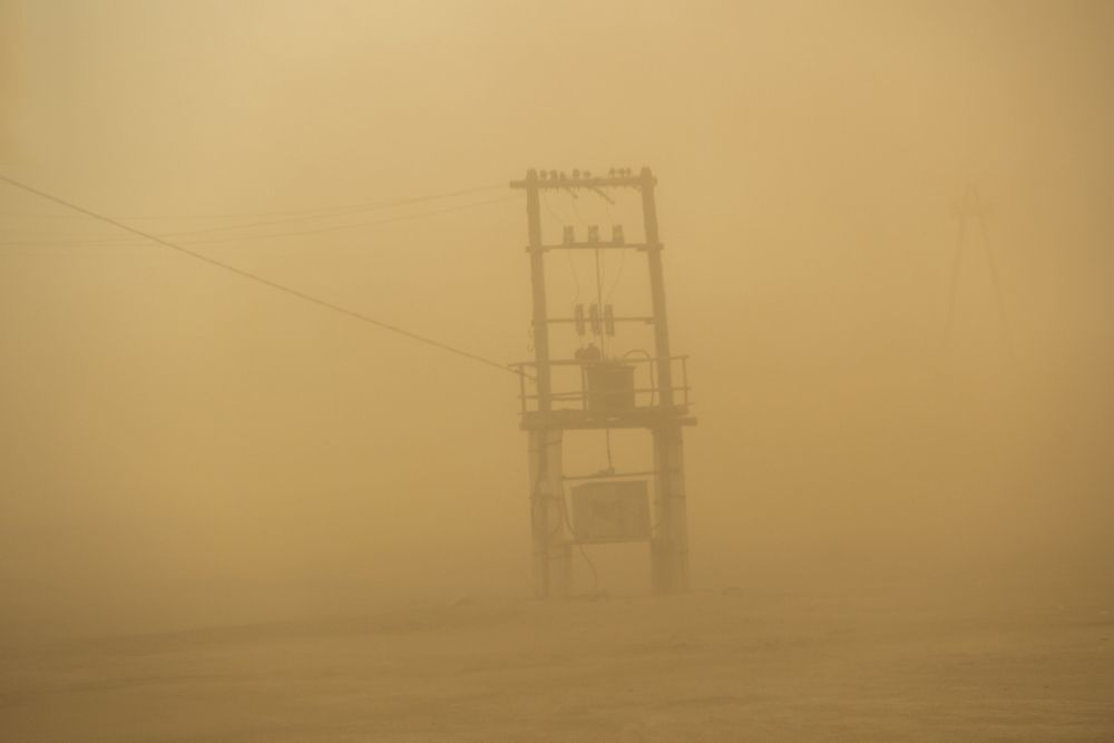 High,Voltage,Tower,In,Sand,And,Dust,Storms,In,Central