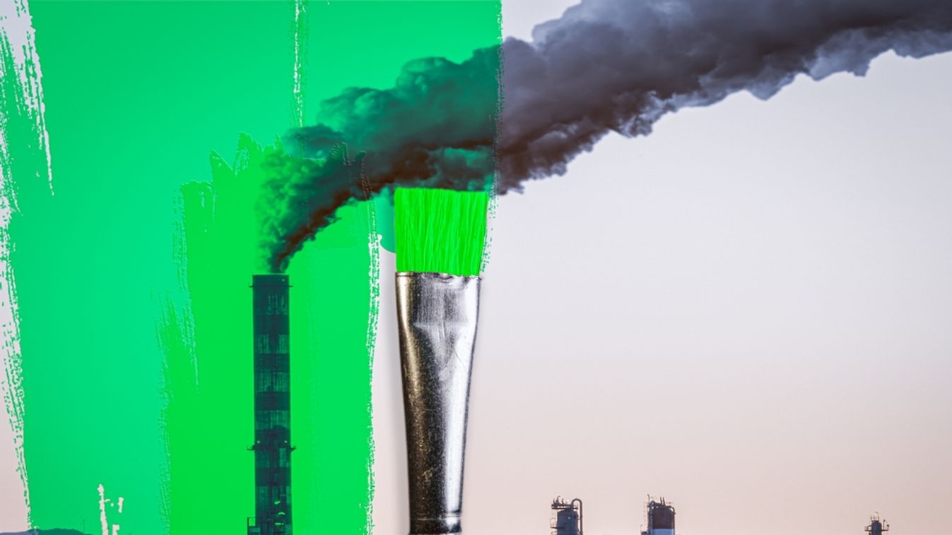Brush,Painting,Green,A,Polluting,Industry,With,A,Smoke,Coming