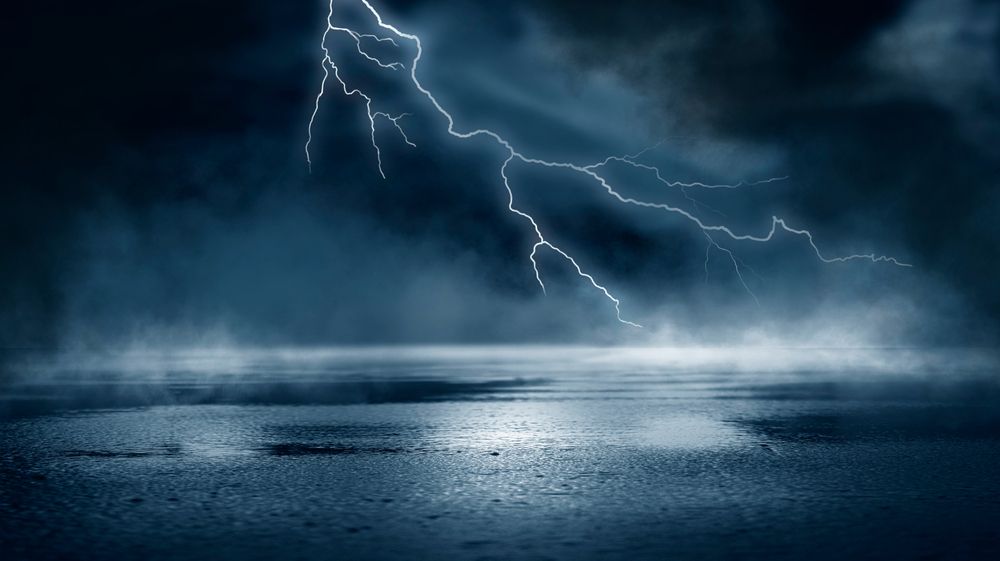 Dramatic,Background,Of,The,Night,Sky,,Thunderstorm,,Lightning.,Smoke,,Fog,