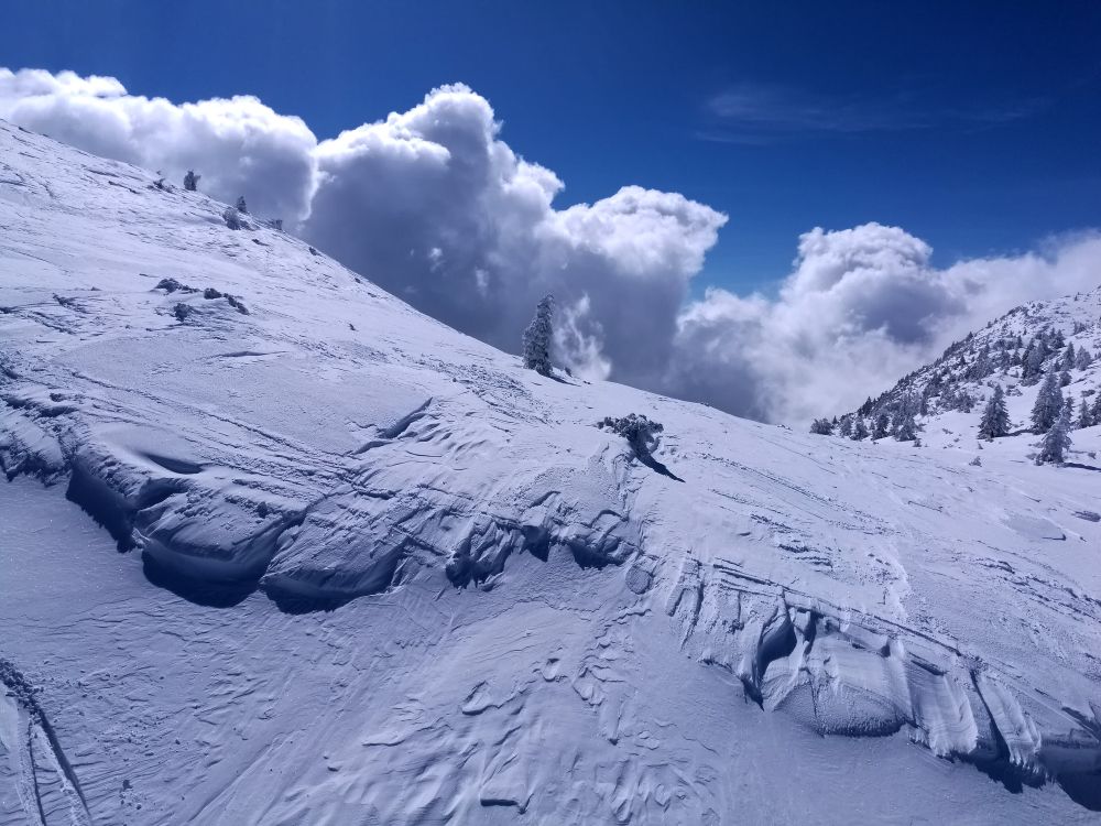 Avalanche,Clouds,Fake,Effect,In,Snow,Covered,Mountain