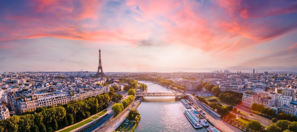 Paris,Aerial,Panorama,With,River,Seine,And,Eiffel,Tower,,France.