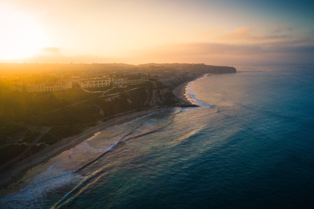 Aerial,View,Of,Dana,Point,Coastline,At,Sunrise,,California,,Usa