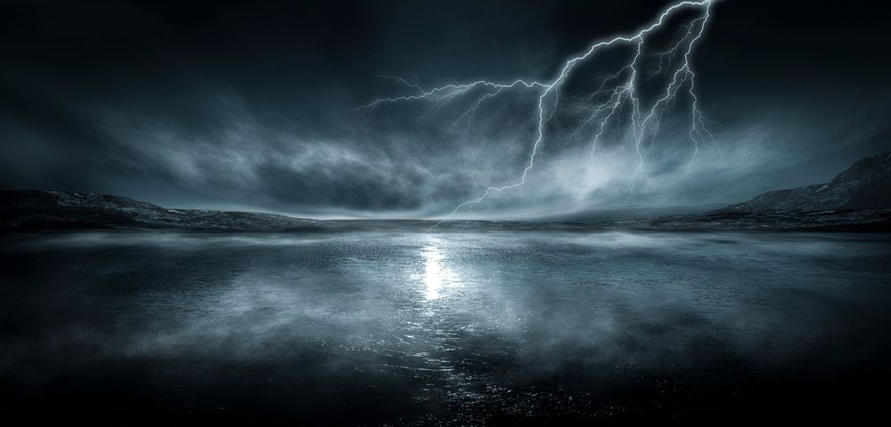 Dramatic,Empty,Nature,Background,With,Lightning,And,Thunderstorm.,Dark,Night