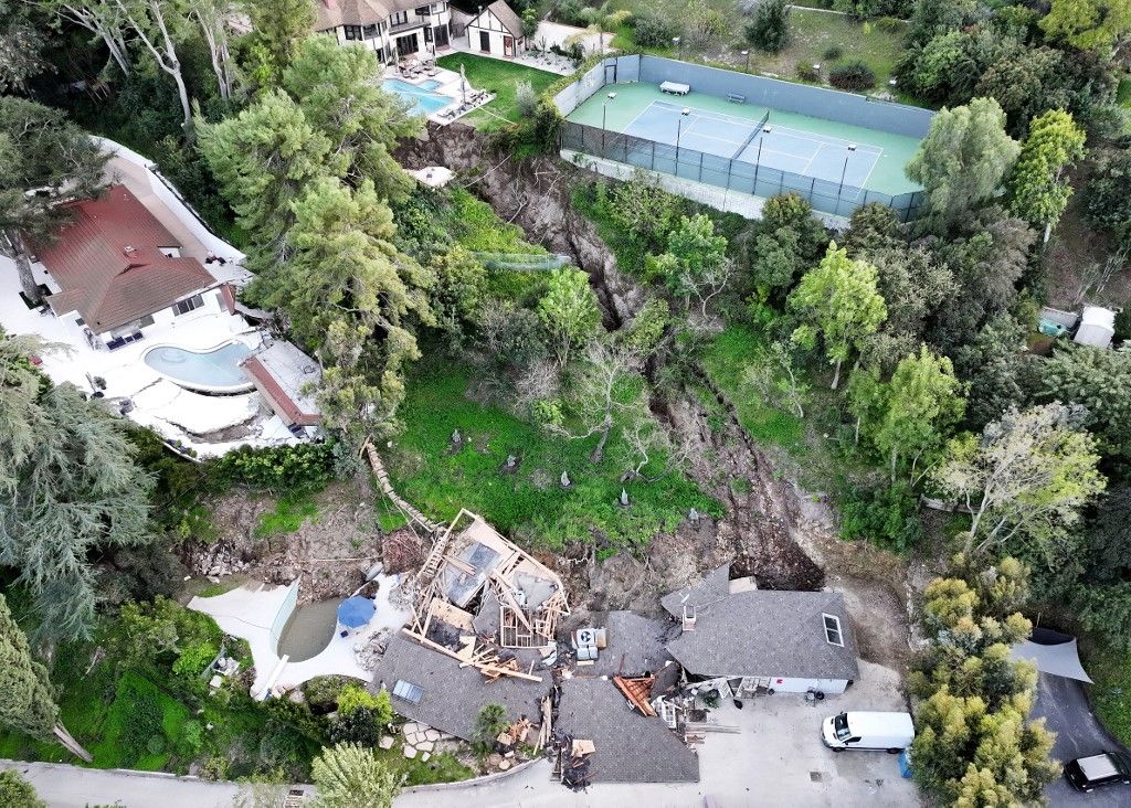 Landslide Destroys Home In Sherman Oaks, California