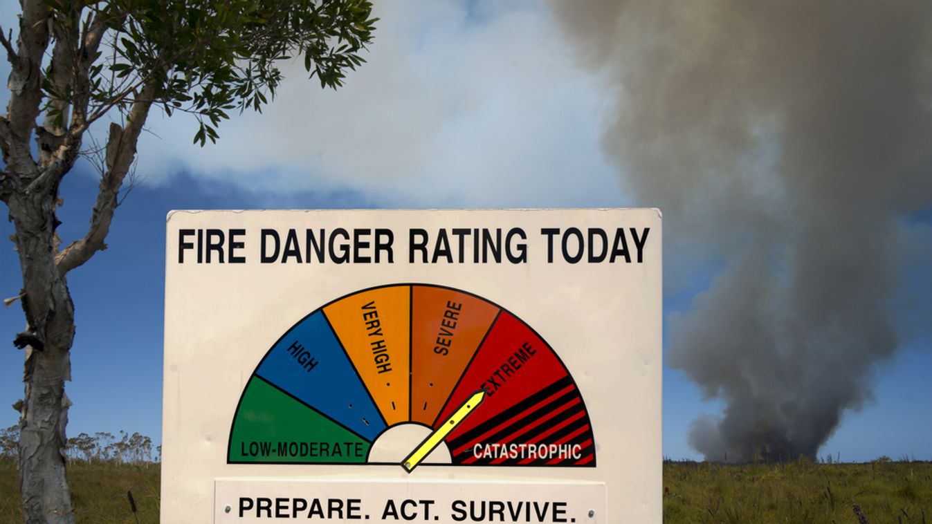 Fire,Danger,Rating,Display,Board,Set,To,Extreme,While,Bushfire