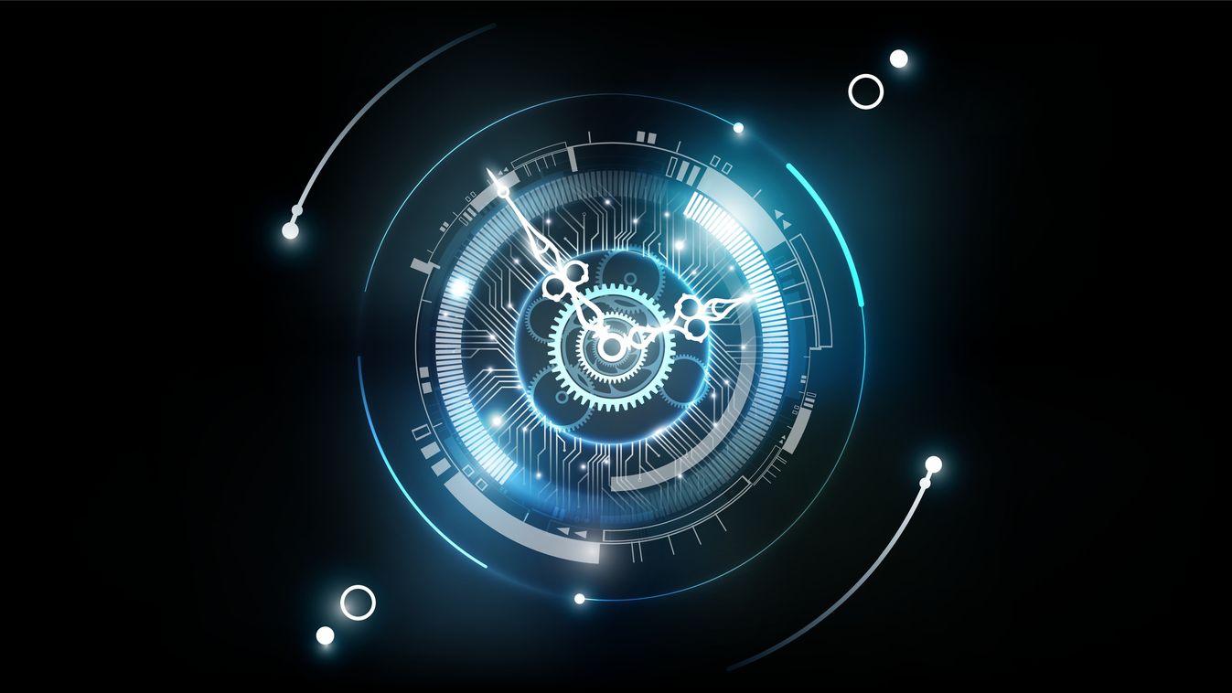 Abstract,Futuristic,Technology,Background,With,Clock,Concept,And,Time,Machine,
