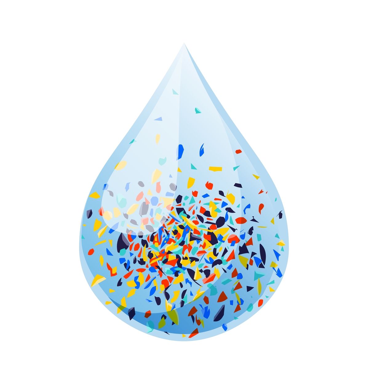 Multicolored,Pieces,Of,Microplastic,In,Drop,Of,Water.,Vector,Illustration