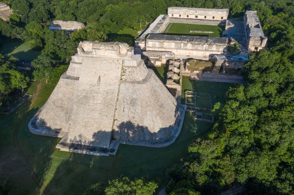 Aerial,View,Of,Pyramid,At,Uxmal,In,Yucatan,In,The