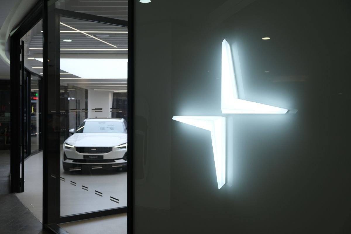 Shanghai.china-march,2021:,Close,Up,Polestar,Logo,With,Electric,Car,In
