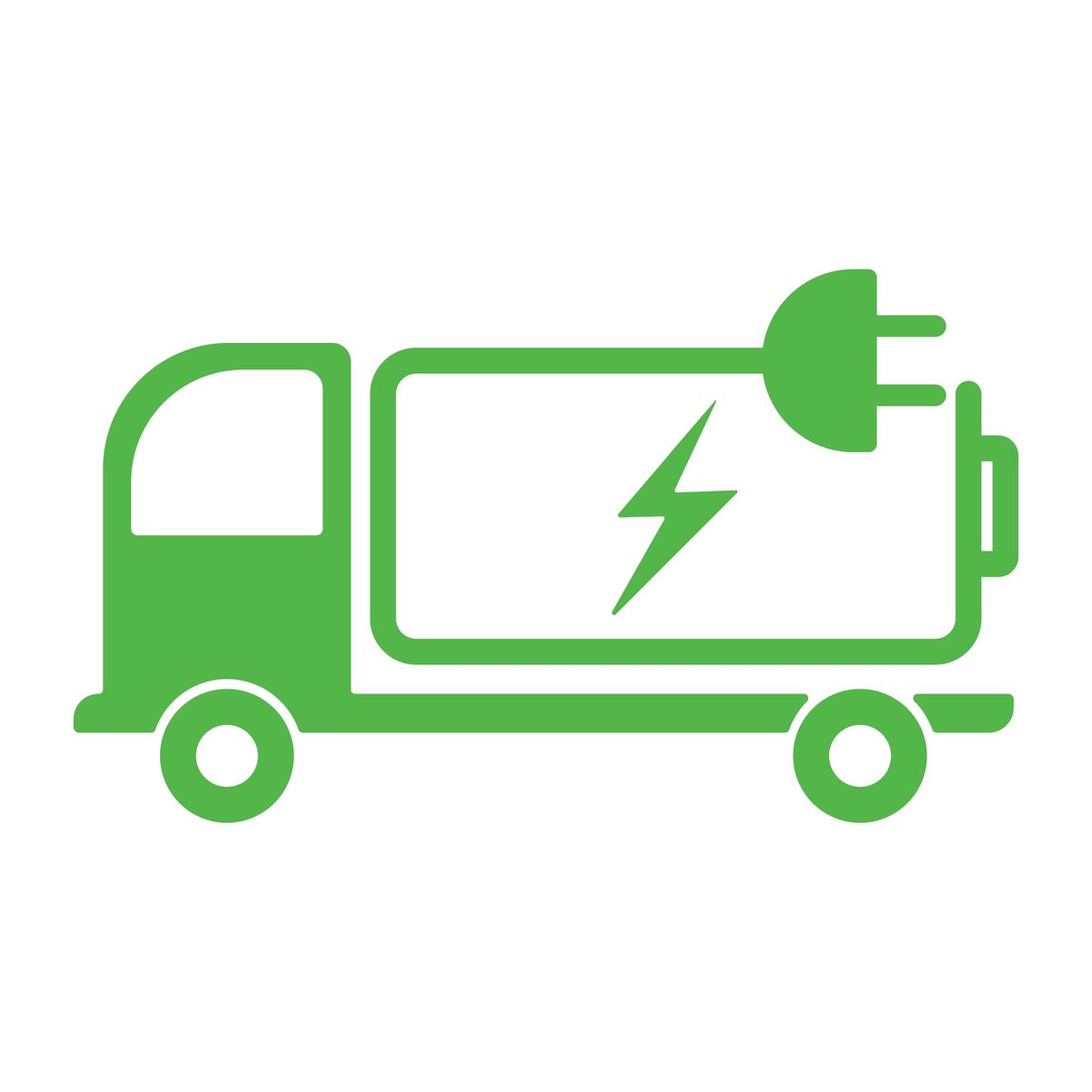 Green,Minimalist,Electric,Truck,Icon.,Battery,And,Outlet.,Transport,Power