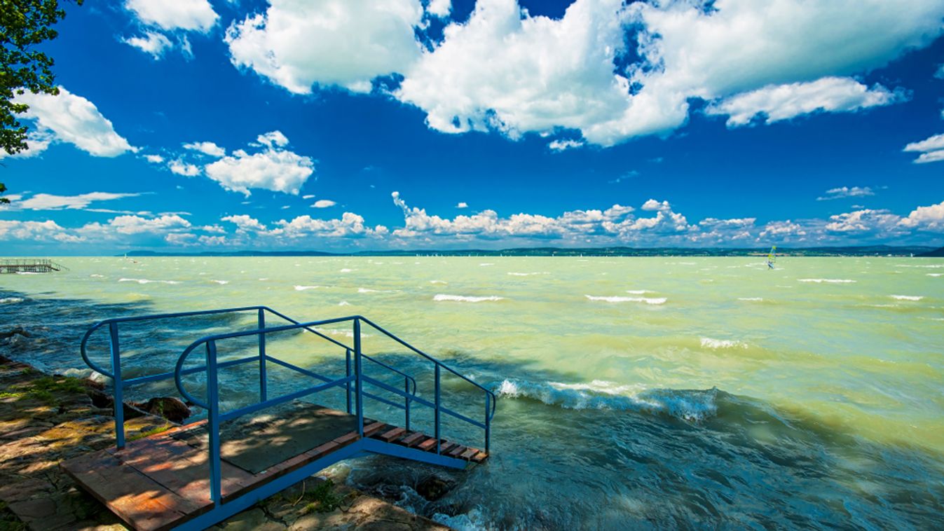 Lake,Balaton,In,Hungary,With,Nice,Clouds,In,Summer