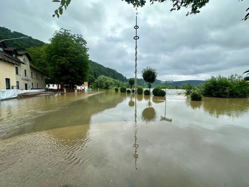 Current,Flood,Situation,On,The,Danube,Near,Lohstadt-gundelshausen,On,June