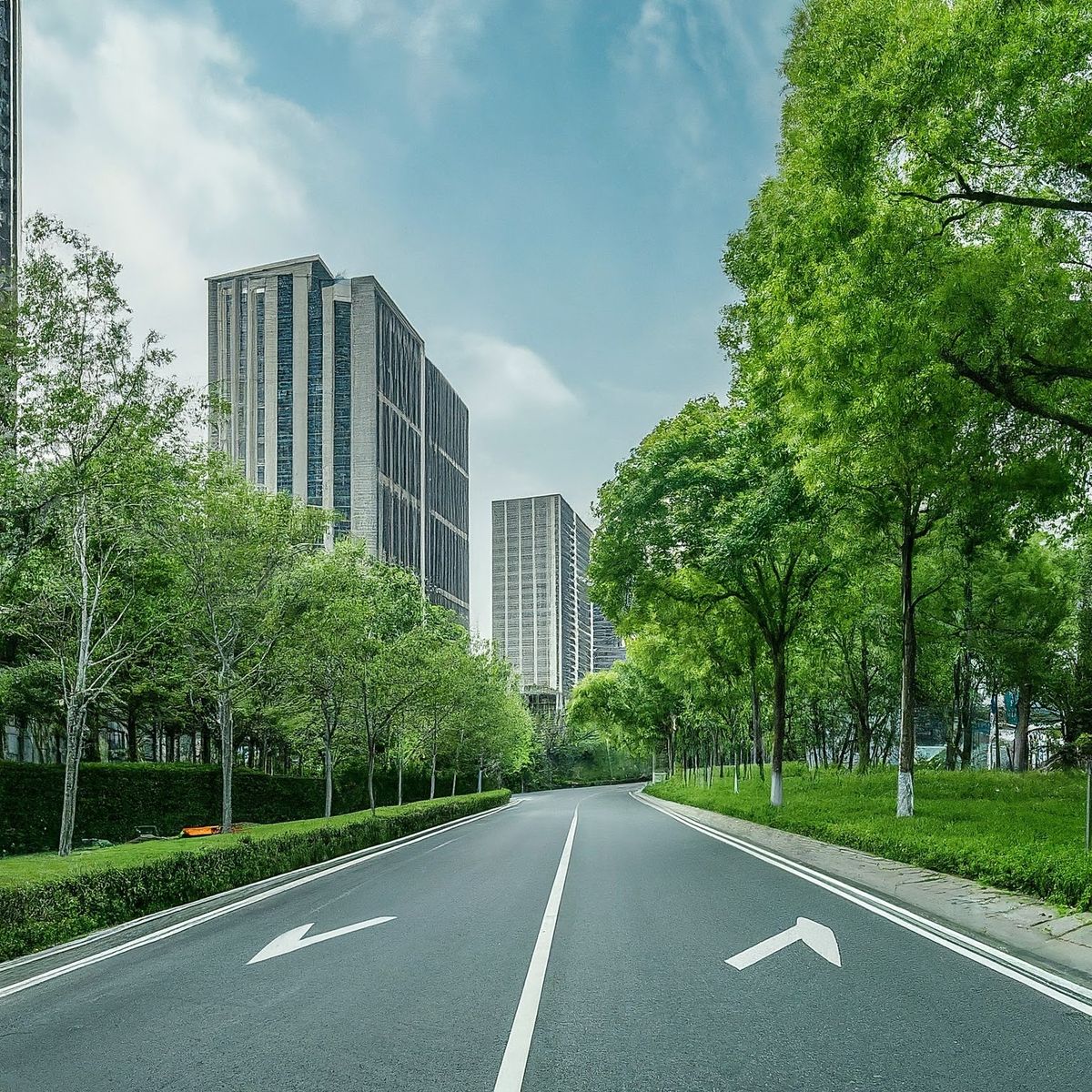 Clean,City,Roads,Near,The,Park,,With,Green,And,Eco