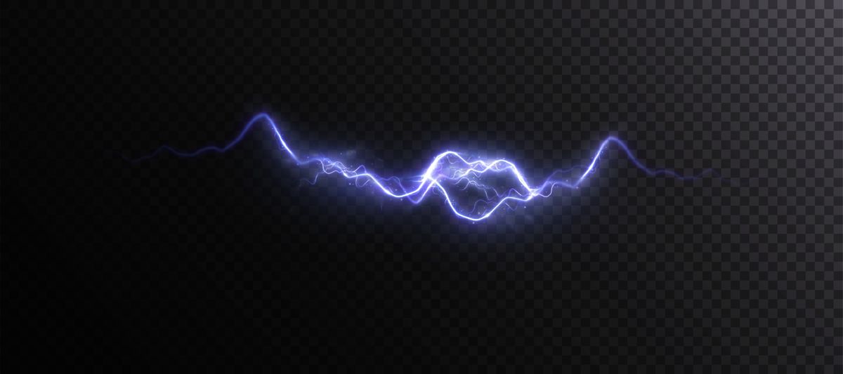 Abstract,Vector,Blue,Lightning,On,A,Black,Background.,Blitz,Lightning