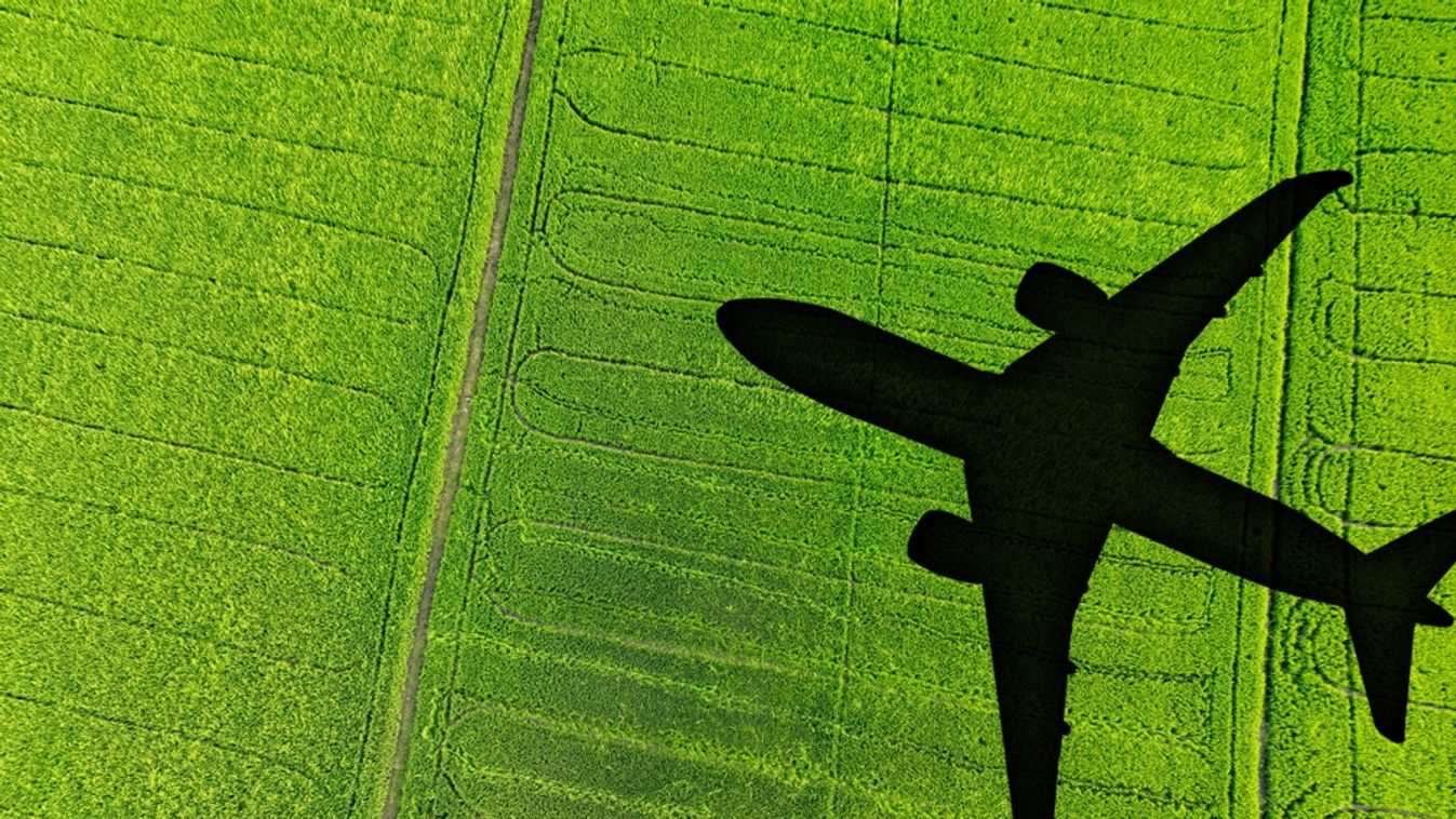 Shadow,Airplane,Flying,Above,Green,Field.,Sustainable,Fuel.,Biofuel,In