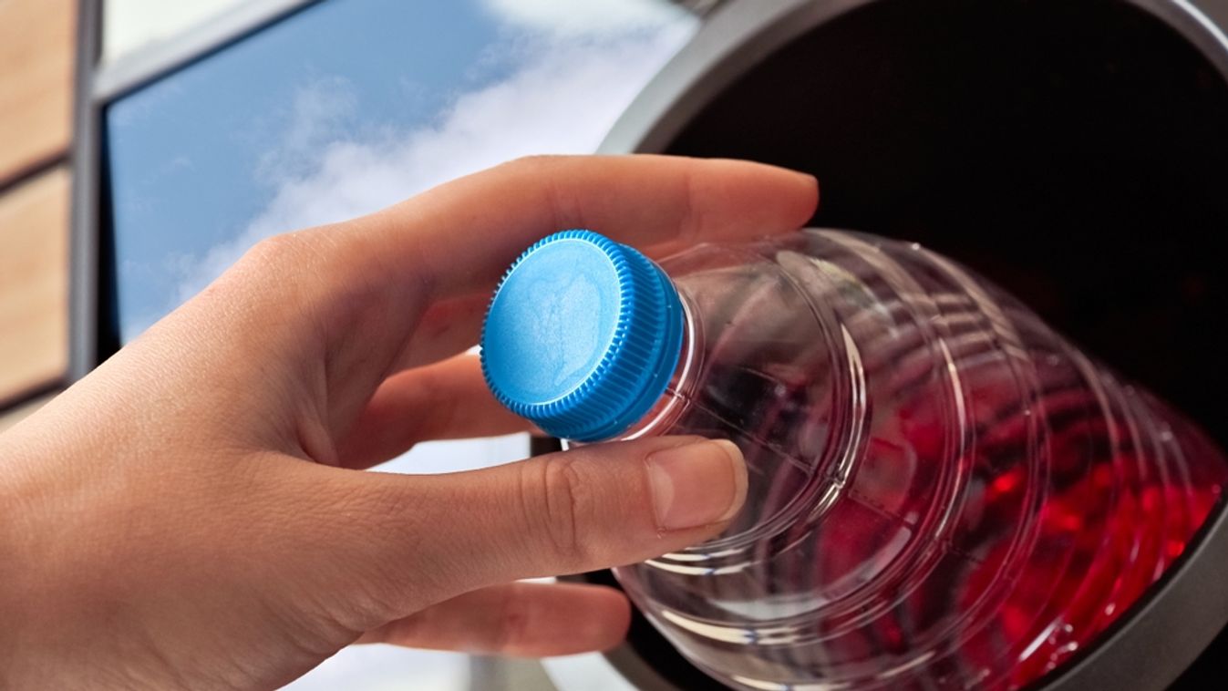 A,Young's,Girl,Hand,Putting,An,Empty,Plastic,Water,Bottle