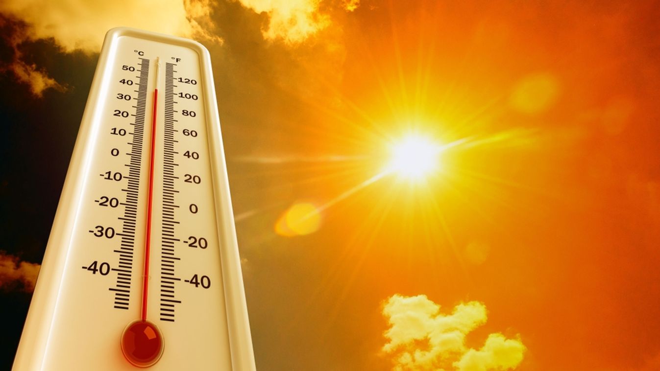 Heat,,Thermometer,Shows,The,Temperature,Is,Hot,In,The,Sky,