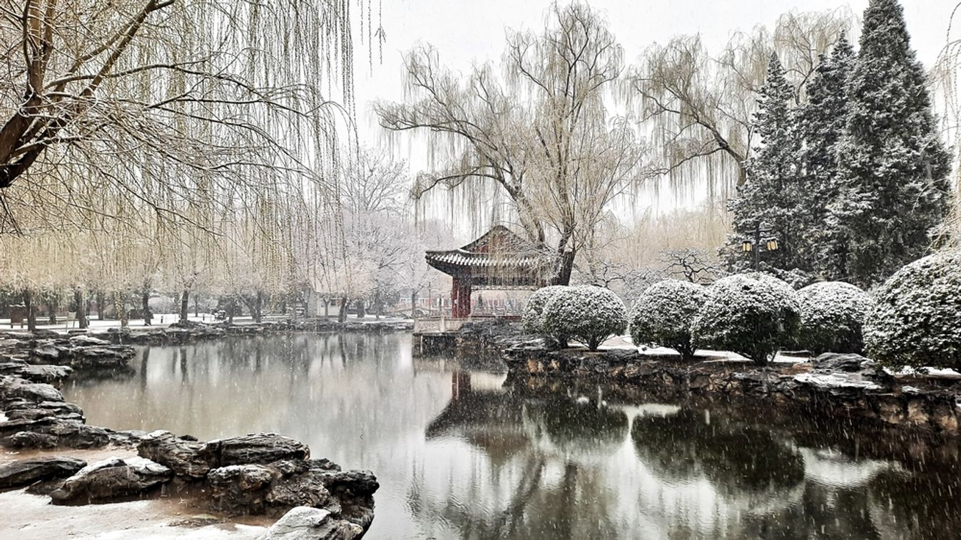 Chinese,Pavilion,By,The,Lake,And,Trees,In,Ritan,Park