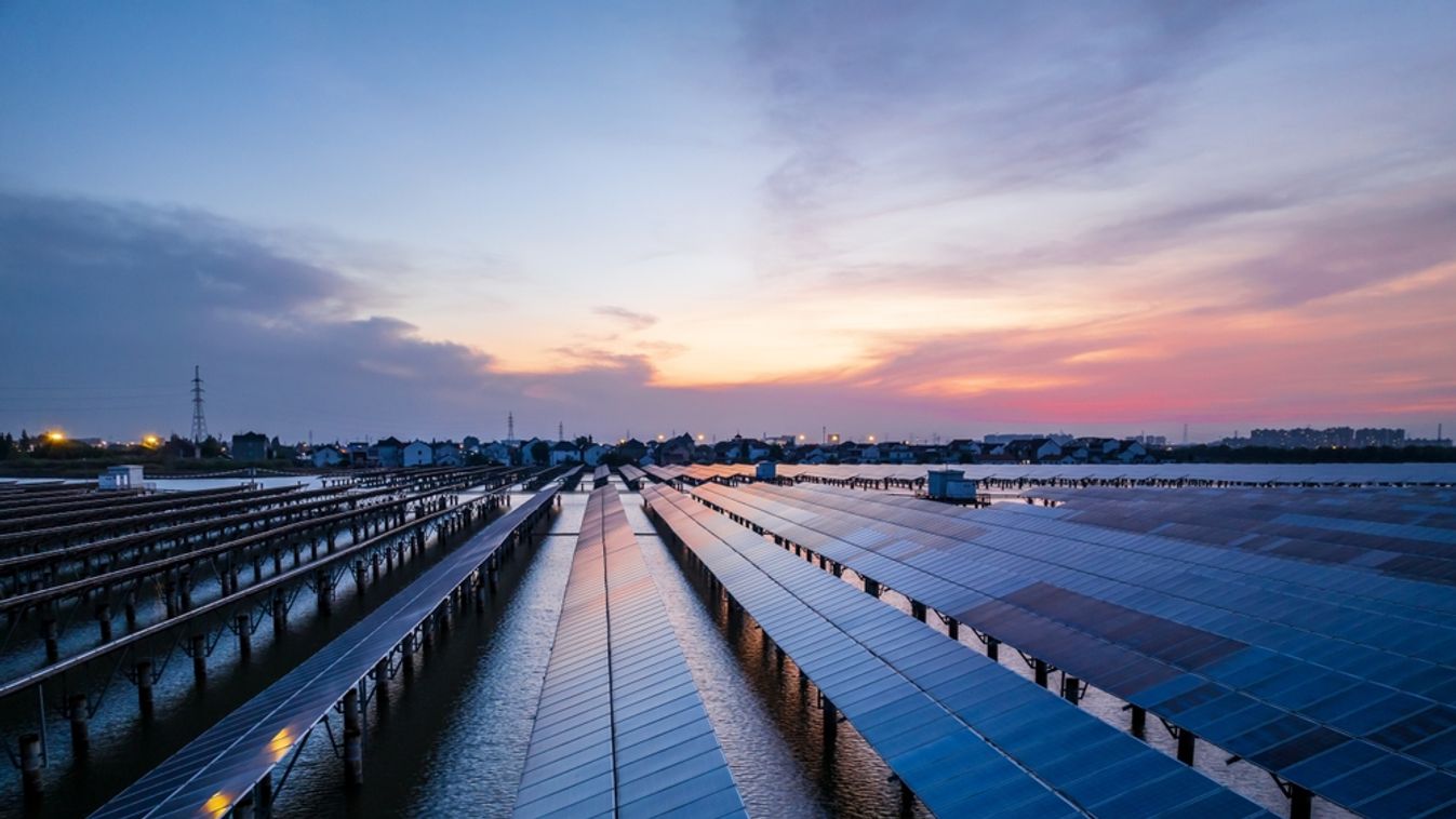 Solar,Power,Station,At,Beautiful,Sunset.,Solar,Photovoltaic,Power,Station