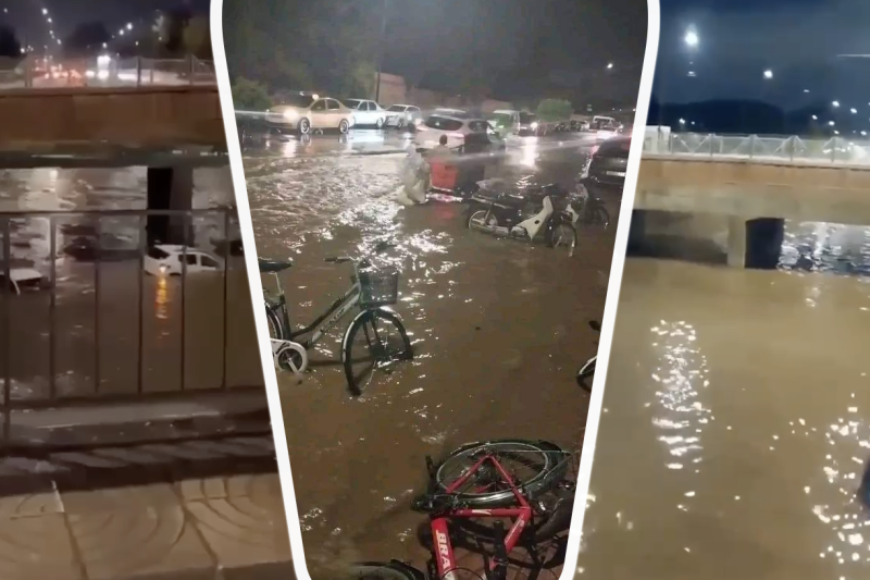 Marokkó, marrakesh, víz, áradás, biciklik a vízben