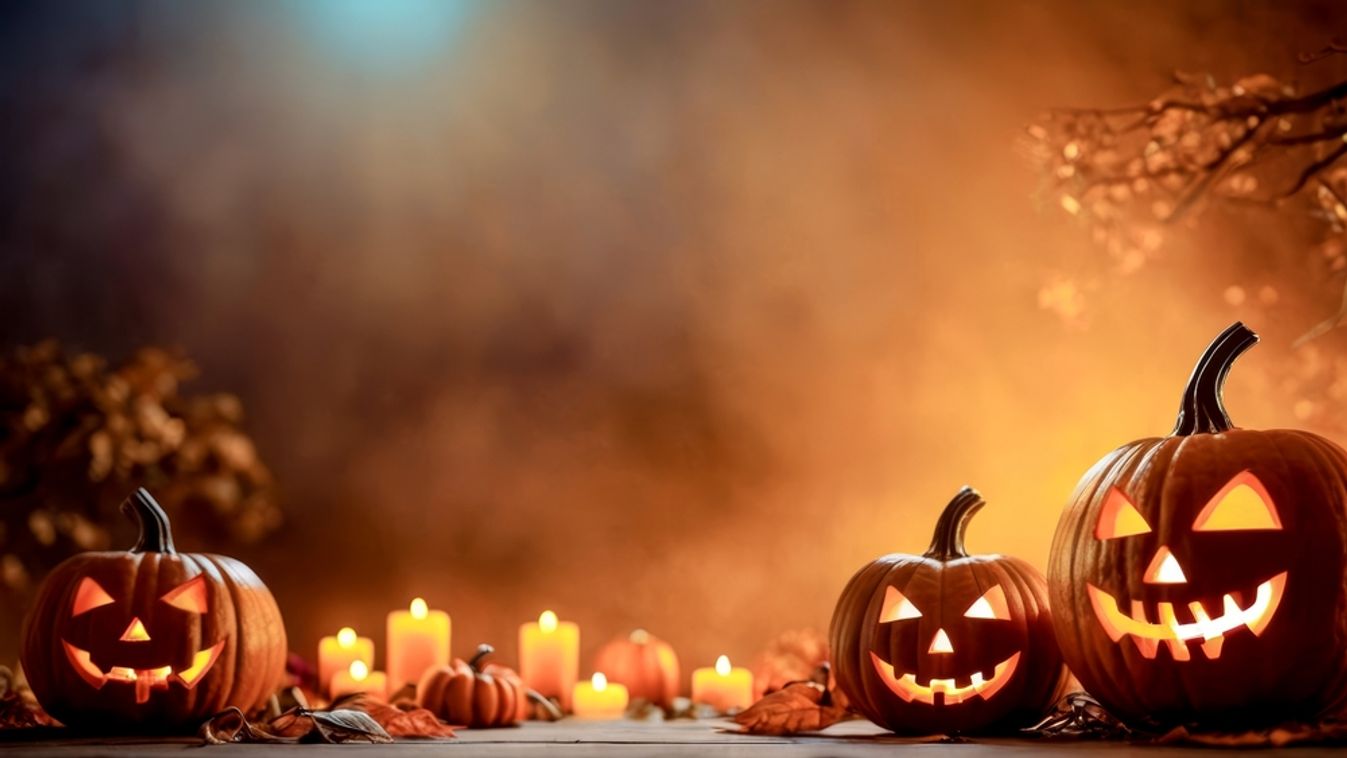 Halloween,Day,With,Pumpkin,And,Candle,Illustration,On,Bokeh,Background.