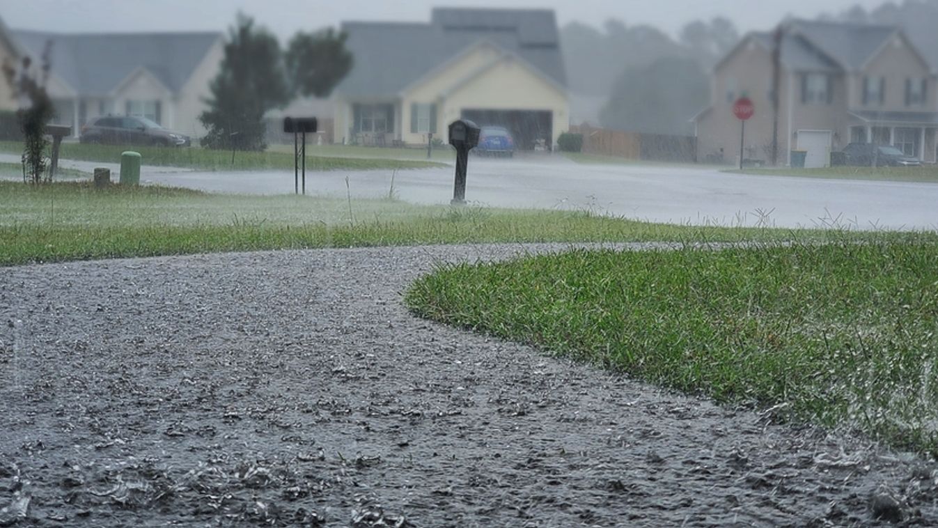 Torrential,Rains,Pour,Down,In,A,Residential,Neighborhood,During,Hurricane