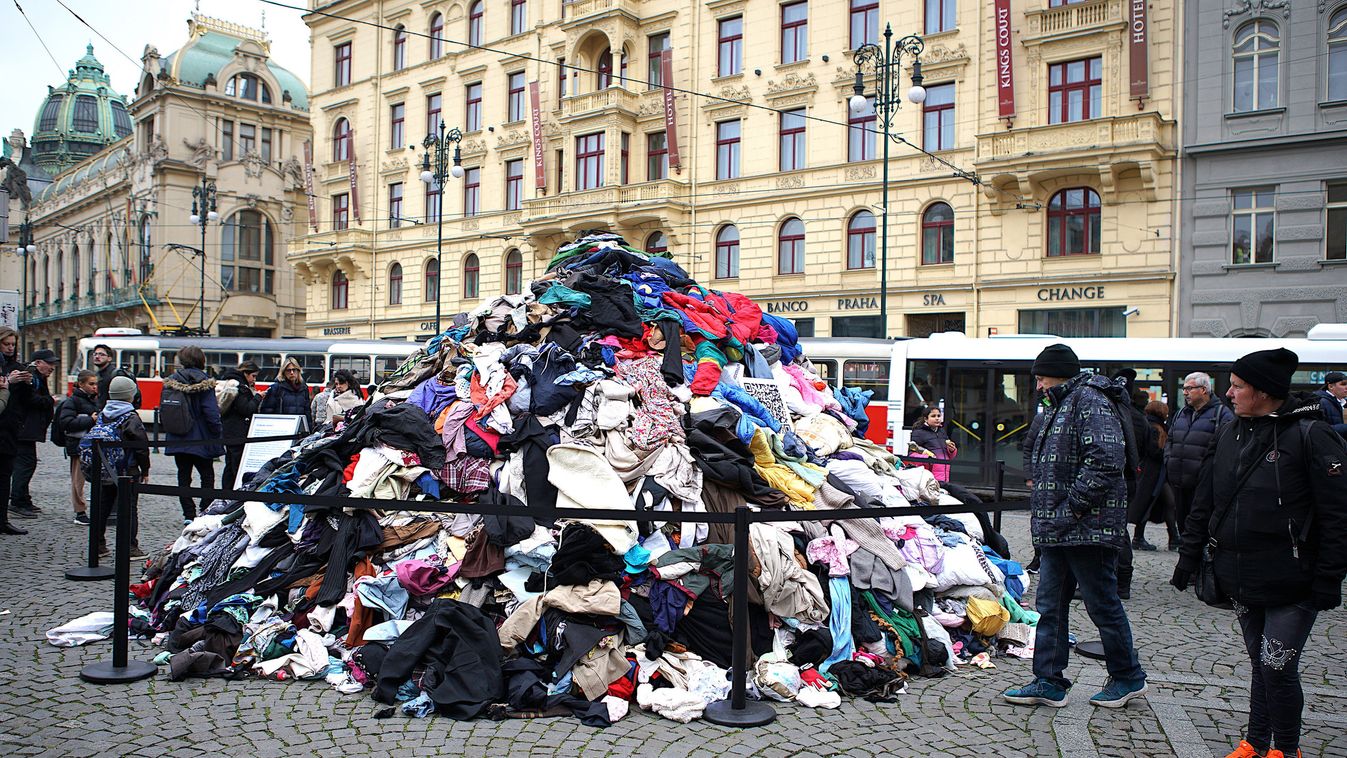 CZECH REPUBLIC-PRAGUE-CLOTHING PILE-TEXTILE WASTE