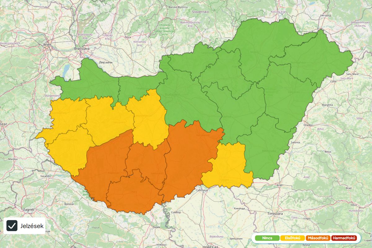 Ónos eső miatt több vármegyében is figyelmeztetés van érvényben!