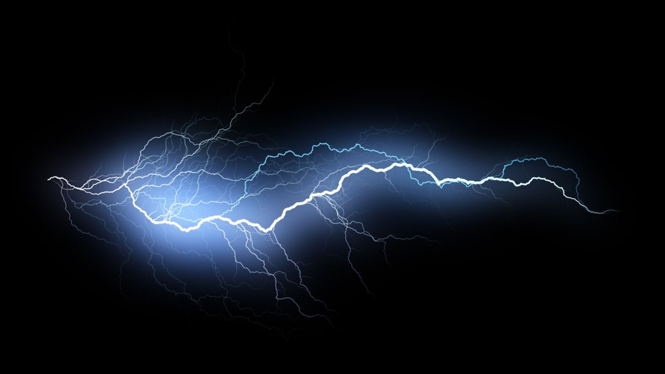 Electric,Blue,Lightning,Bolts,Striking,Isolated,On,Black,,Powerful,Natural