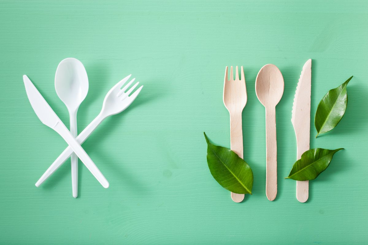 Harmful,Plastic,Cutlery,And,Eco,Friendly,Wooden,Cutlery.,Plastic,Free