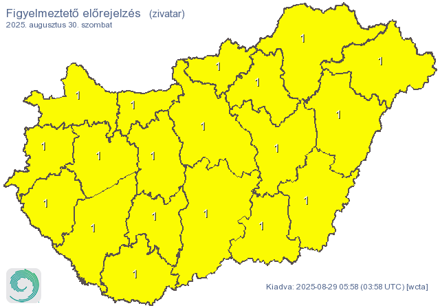 Pénteken a déli megyékre, szombaton már egész Magyarországra kiadták a figyelmeztetést