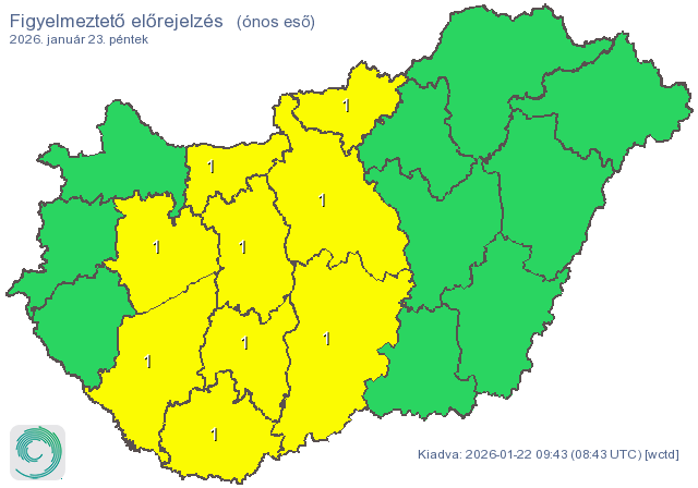 Holnapi figyelmeztetés ónos esőre