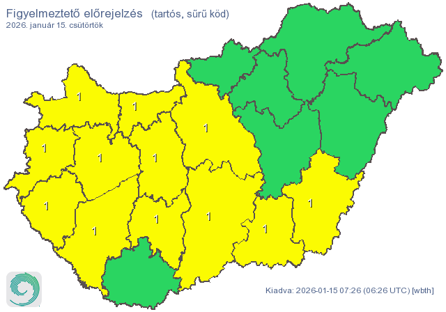 Figyelmeztető előrejelzés tartós, sűrű ködre
