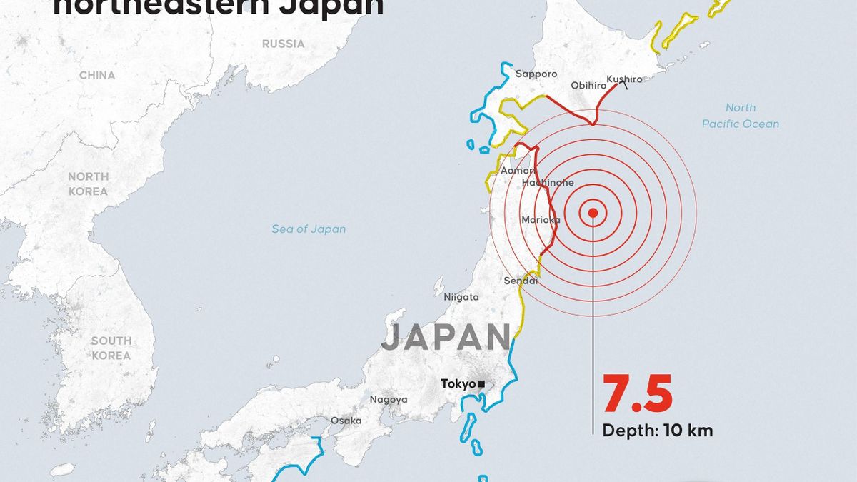 7.5 magnitúdójú földrengés történt Japánban