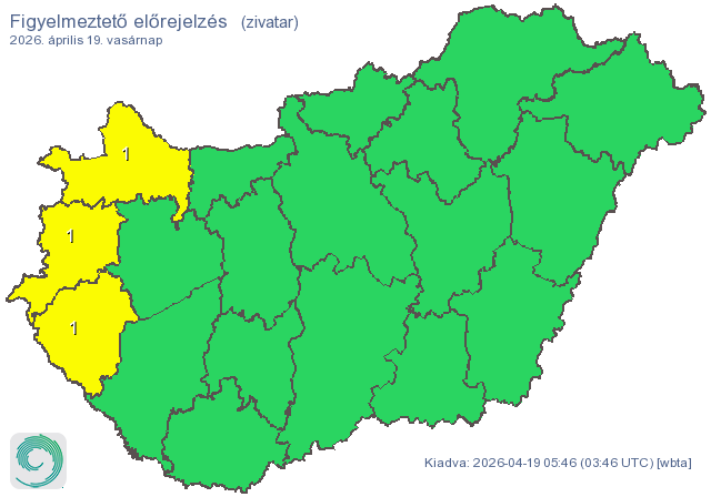 Három megyére veszélyjelzést adtak ki, jön a hidegfront. 