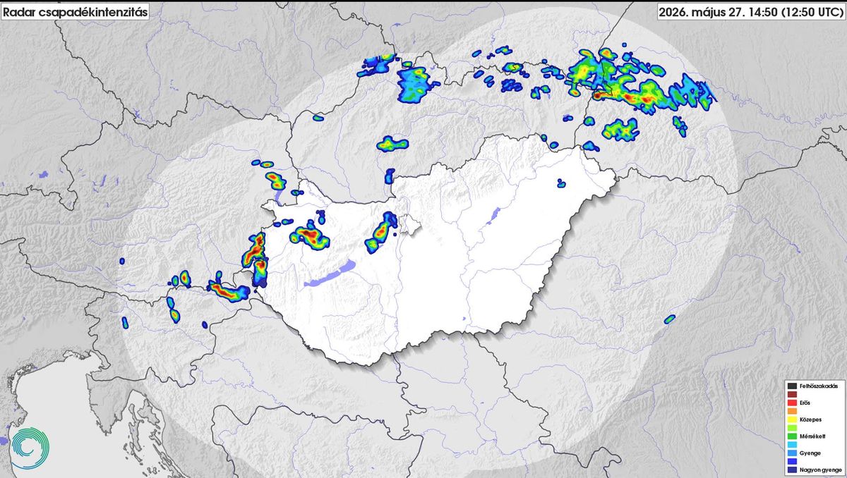 A radaron látszódnak már a közelgő zivatarok